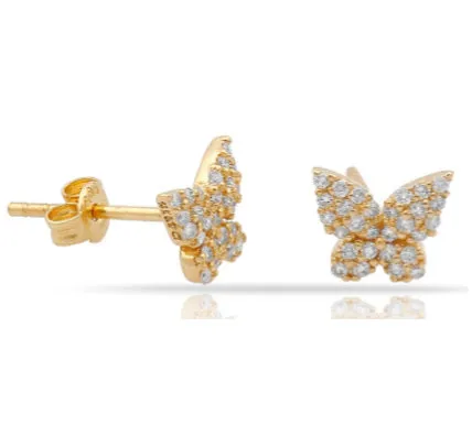 14k Diamond Butterfly Studs