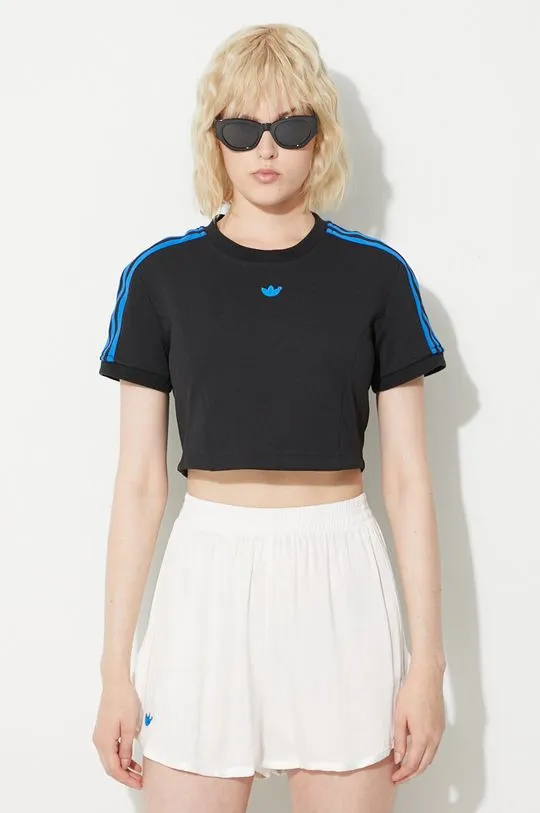 adidas T-shirt adidas Originals ESS Cropped Tee IB4548 women's black color