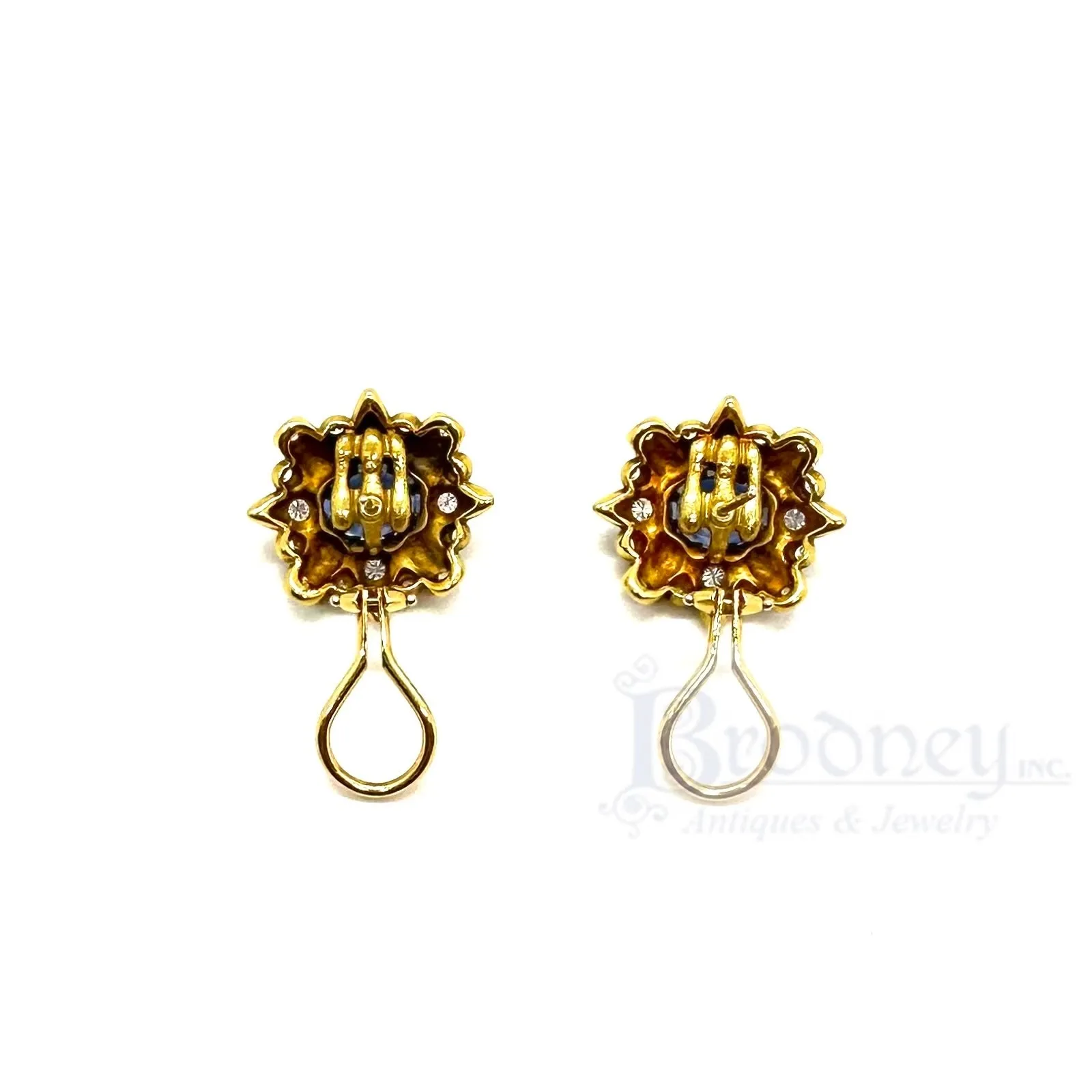 Alex Sepkus 18 Kt Gold Sapphire and Diamond Earrings