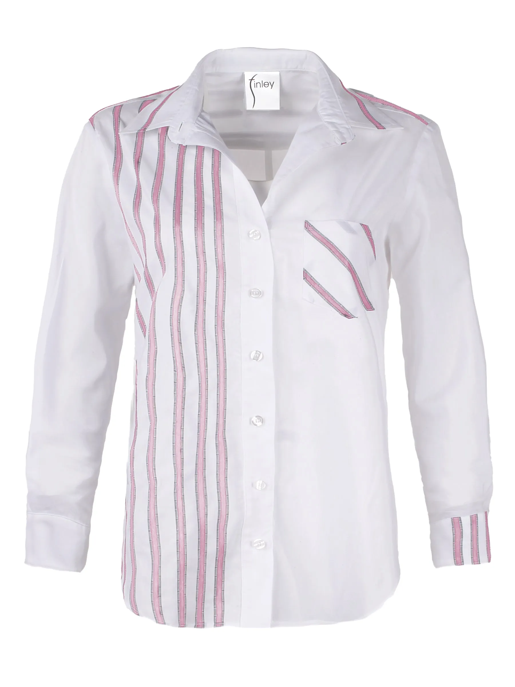 Alex Shirt Pink and White Ribbon Stripe