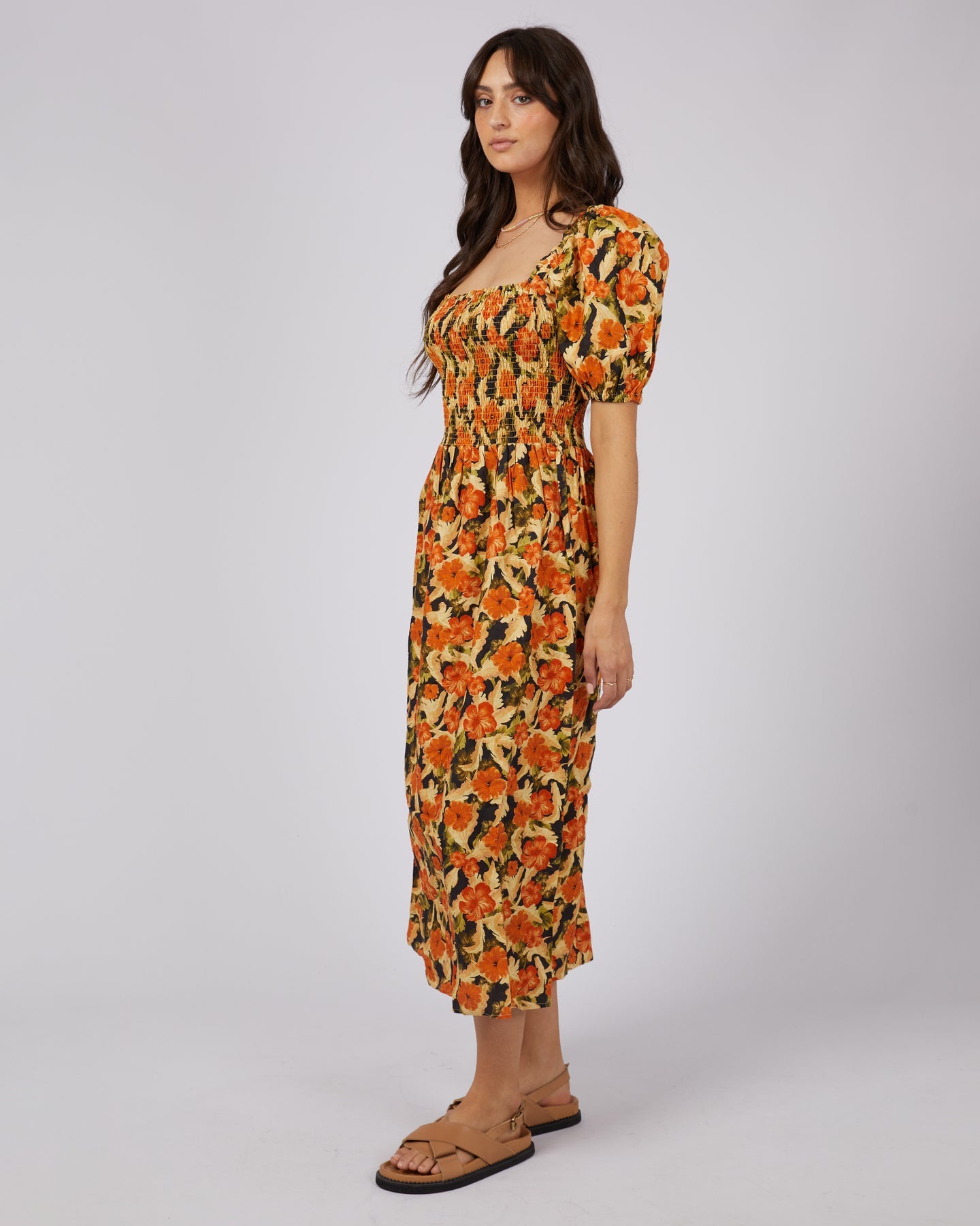 All About Eve Margot Floral Shirred Dress - Print