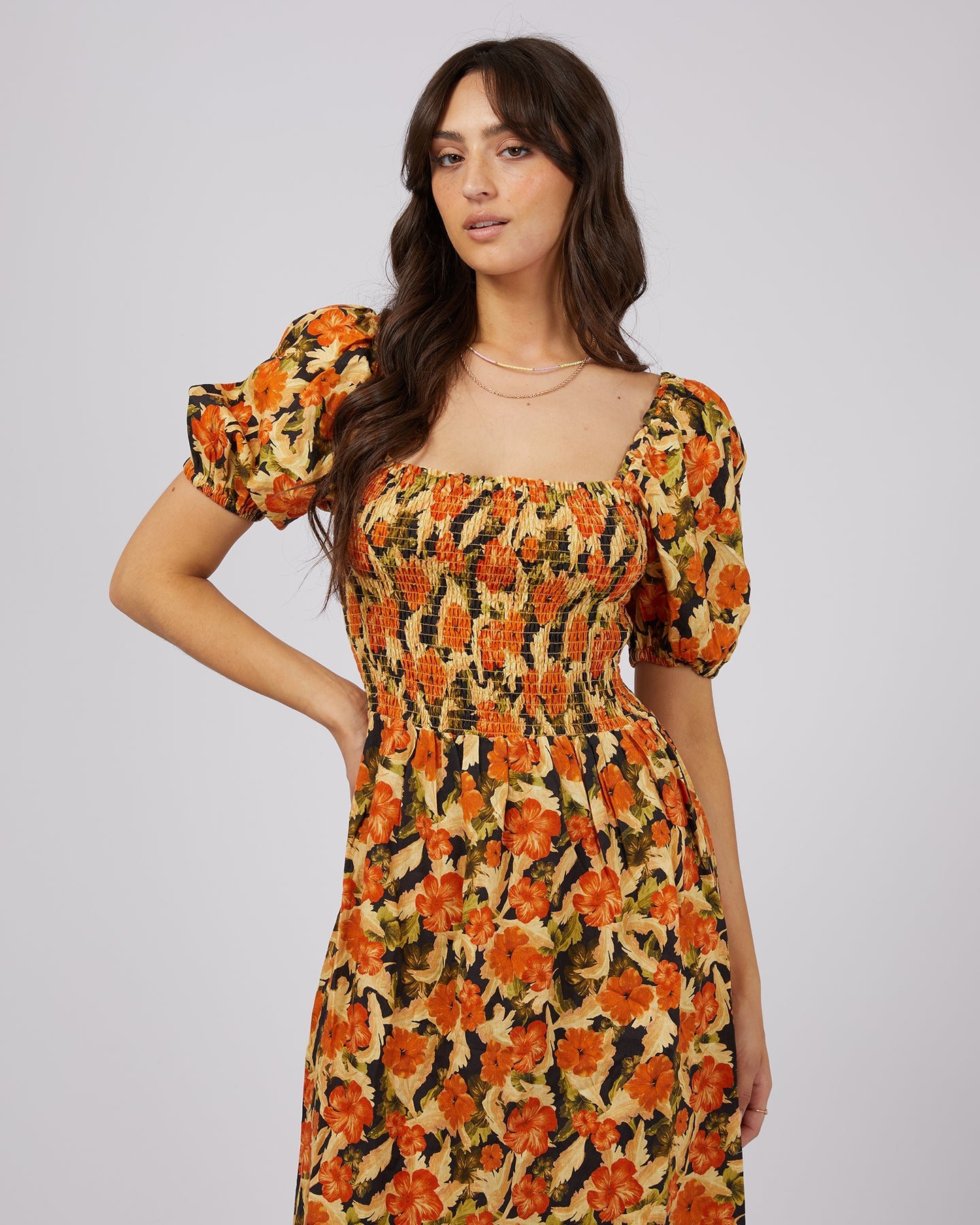 All About Eve Margot Floral Shirred Dress - Print