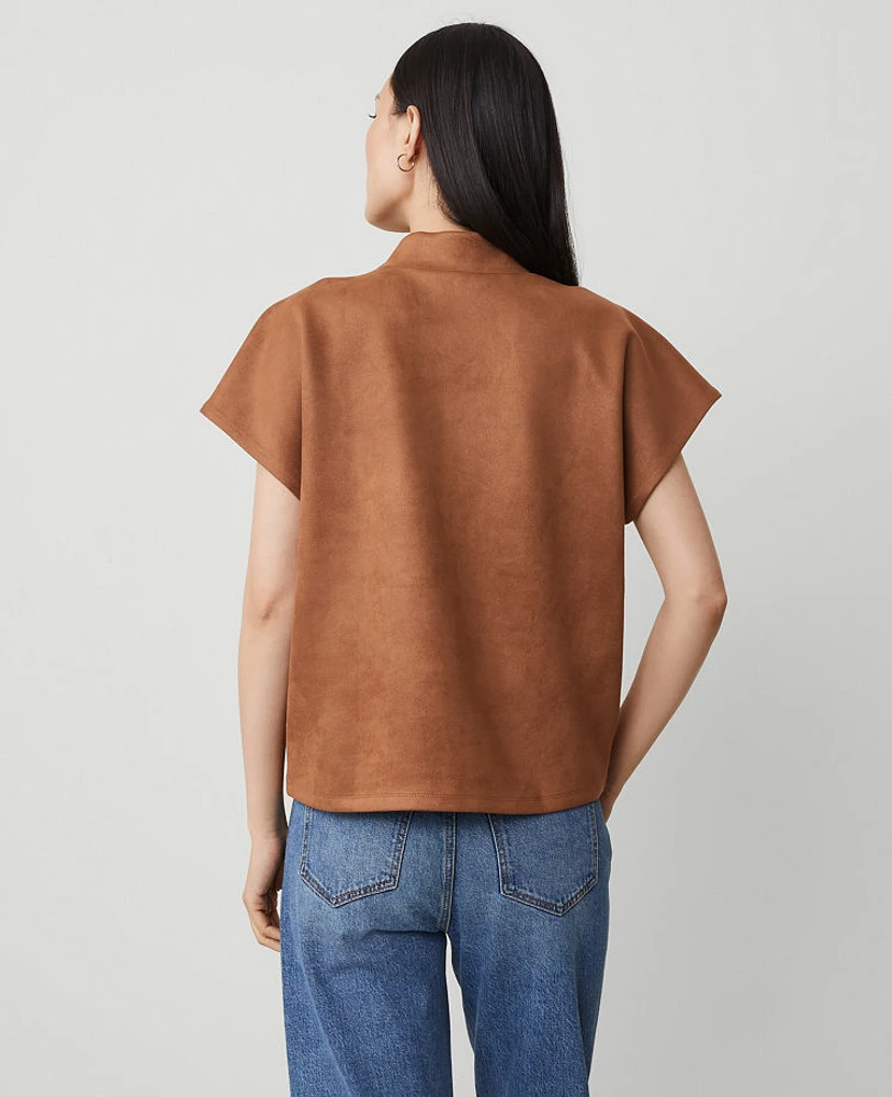 Ann Taylor Shoulder Button Dolman Mock Neck Top Sahara Women's