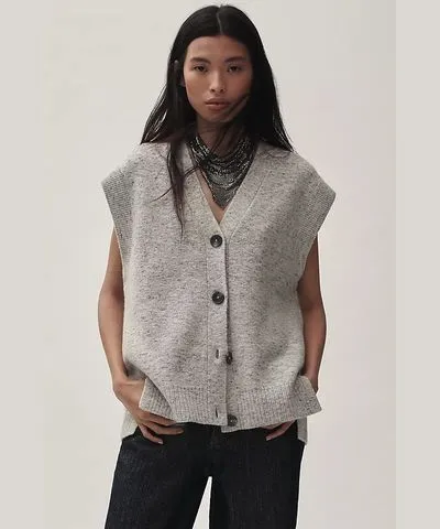 Anthropologie Button-Front Sweater Vest