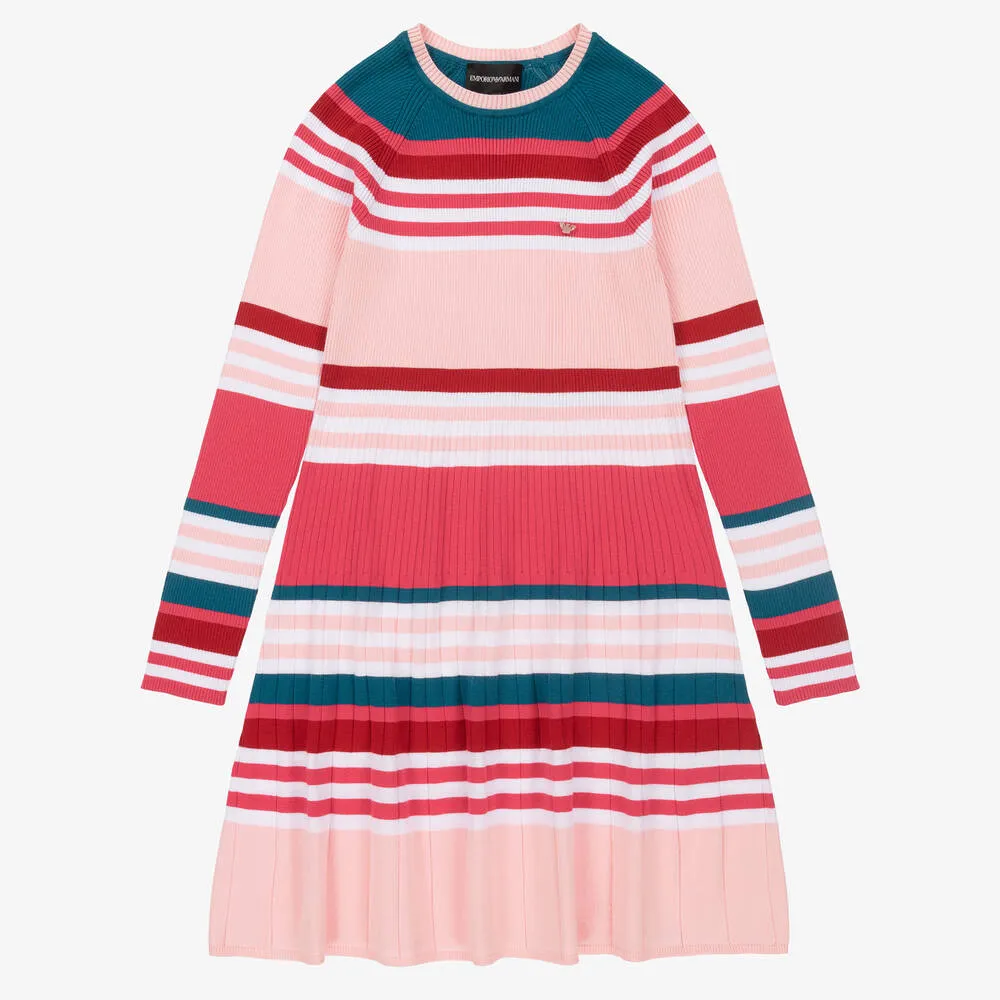 Armani Junior Girls LS Knit Multicolor Dress