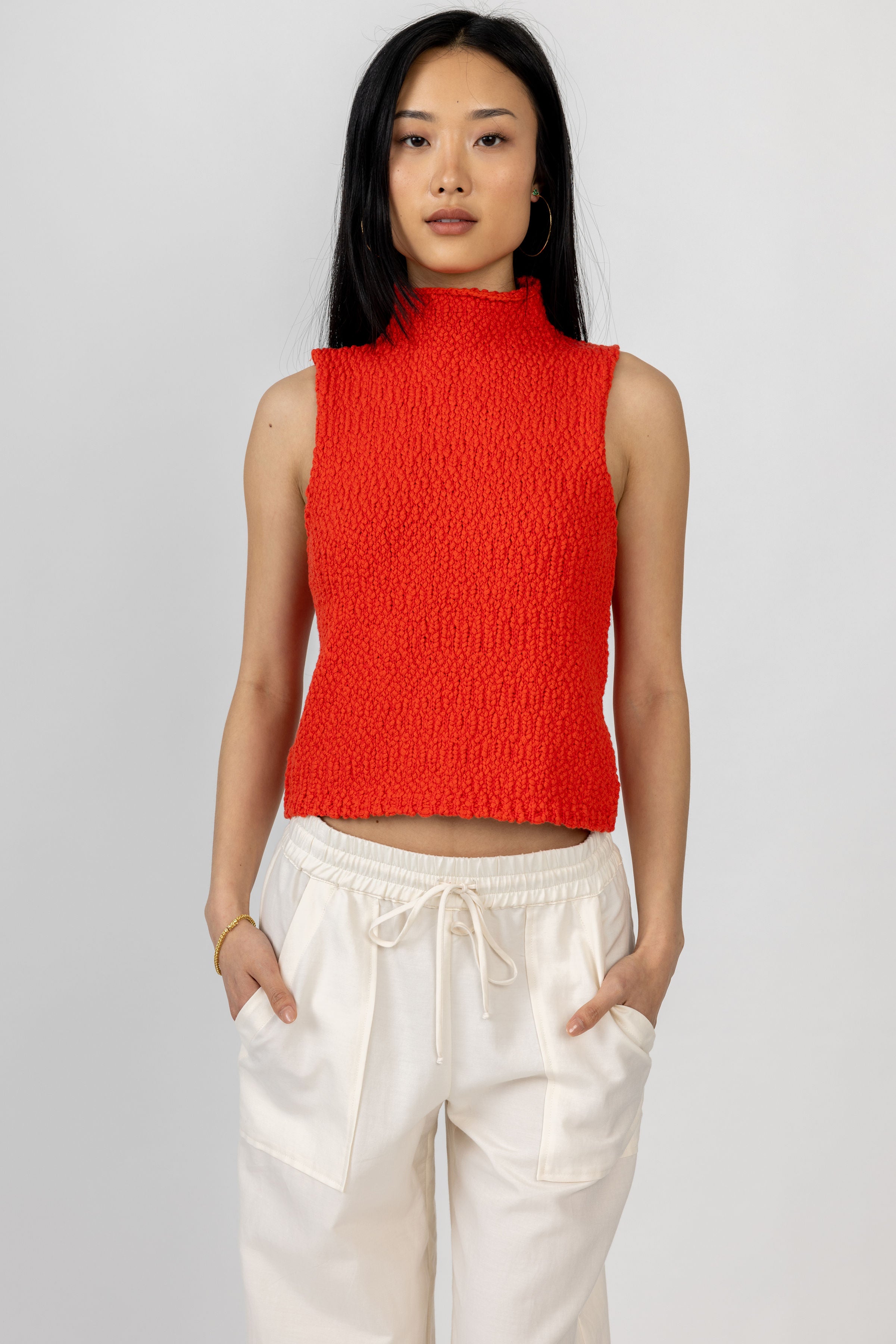 Atticus Mock Neck Top in Persimmon