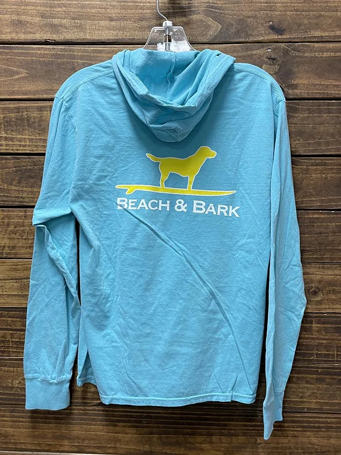 Beach and Barn BARK-CARIBBEAN Mens Surfing Dog Hooded Tee Caribbean