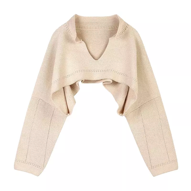 Beige Oversized Knit Raglan Sleeve Sweater