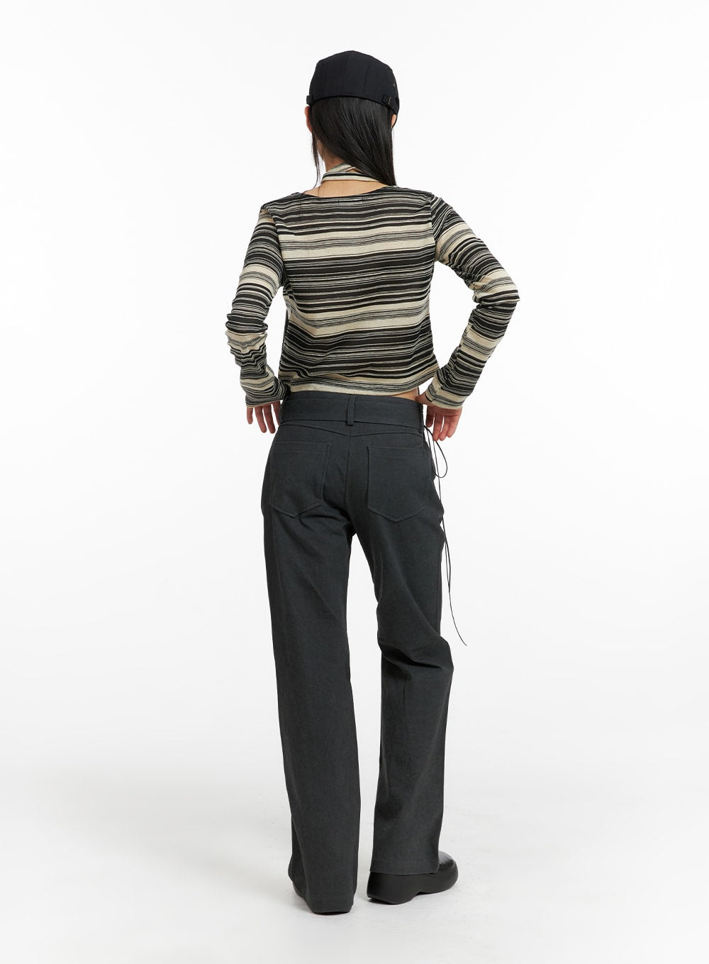 Belted Slim Bootcut Pants CF423