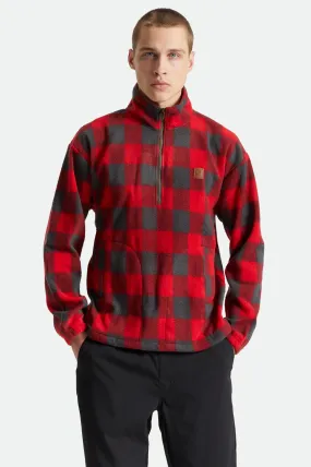 Beta 1/2 Zip Mock Neck - Red/Charcoal Grey Plaid