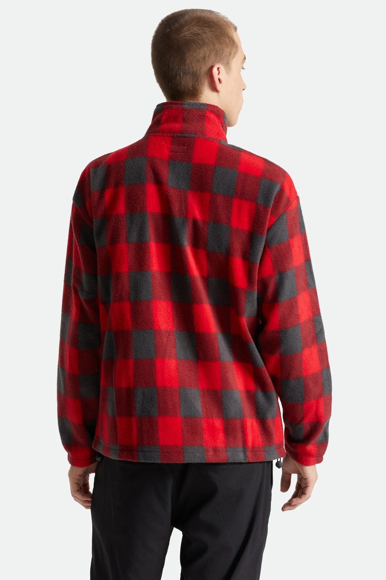 Beta 1/2 Zip Mock Neck - Red/Charcoal Grey Plaid