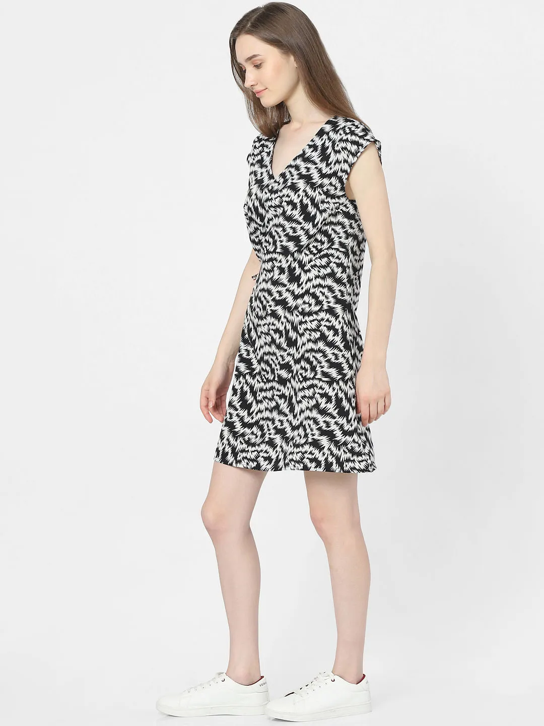 Black Abstract Print Shift Dress