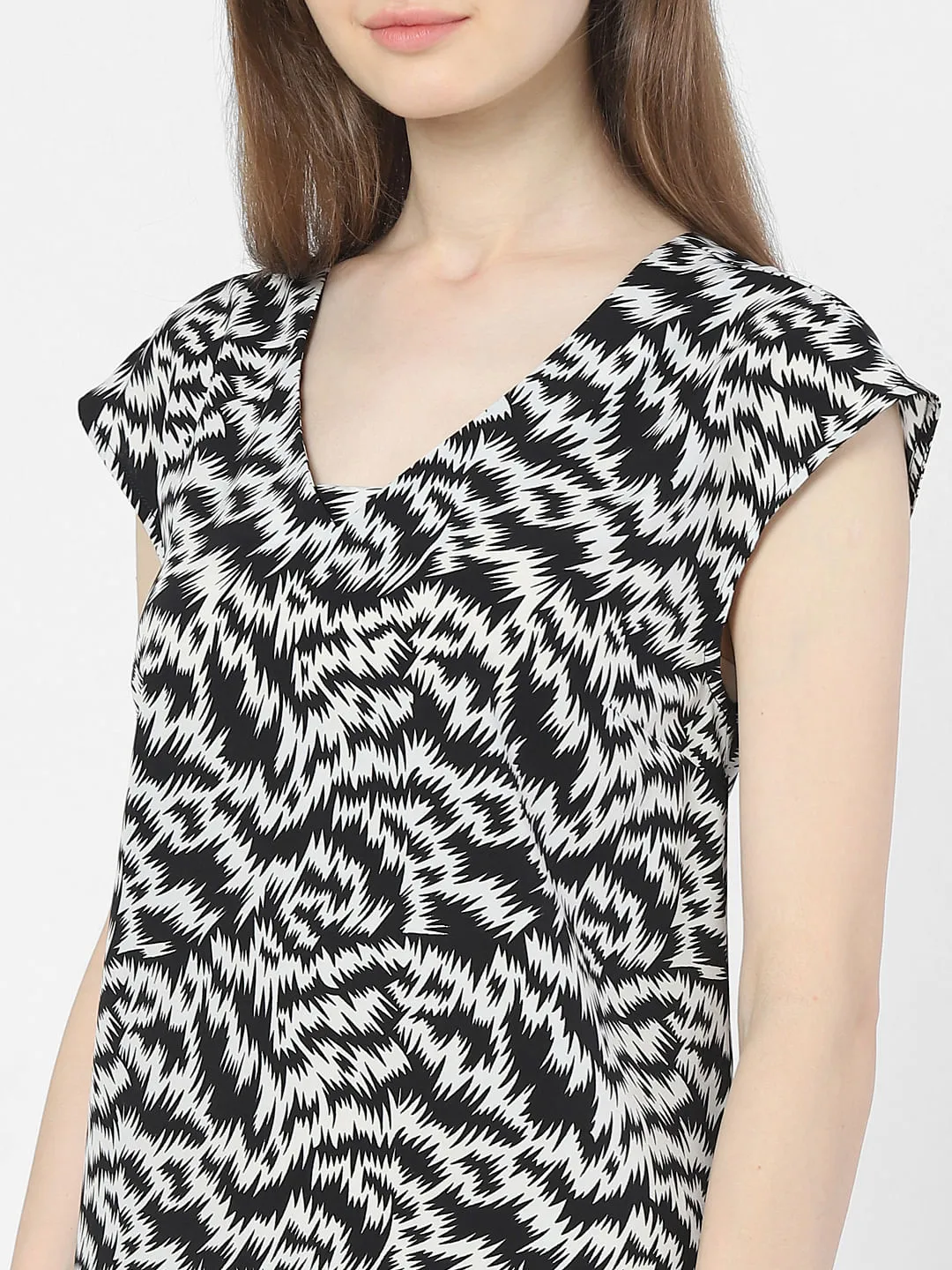 Black Abstract Print Shift Dress