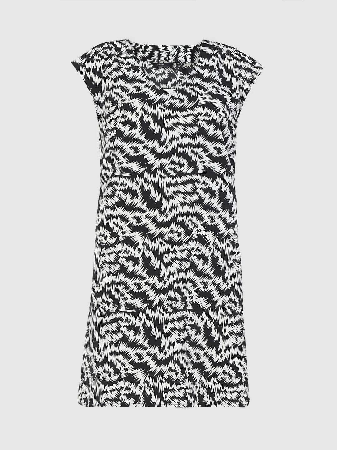 Black Abstract Print Shift Dress