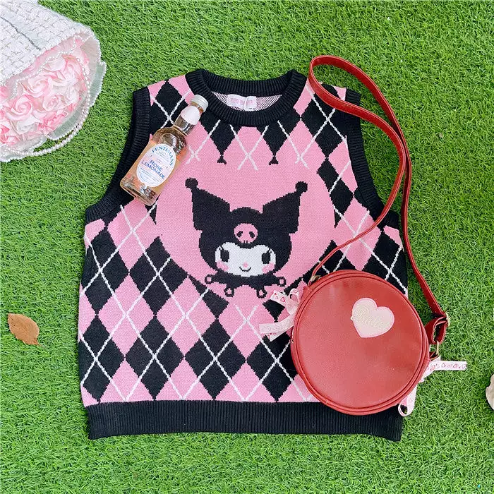 black pink kuromi sweater vest by22118