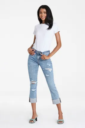 Blaire High Rise Cuff Clim Straight Jeans