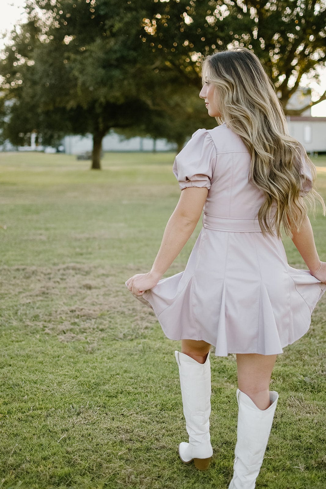 Blush Faux Leather Mini Dress