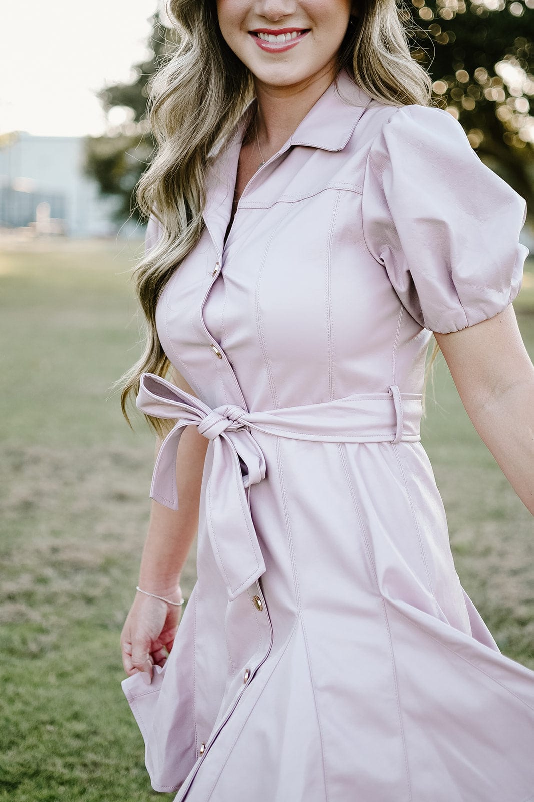 Blush Faux Leather Mini Dress