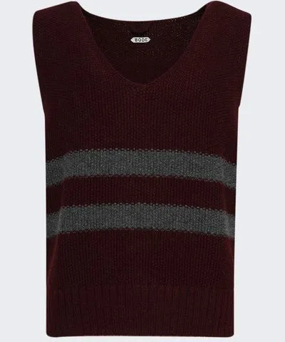 Bode Collegiate Sweater Vest Maroon