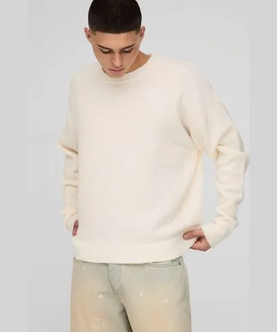 boohooMAN Mens Oversized Boxy Brushed Knitted Sweater