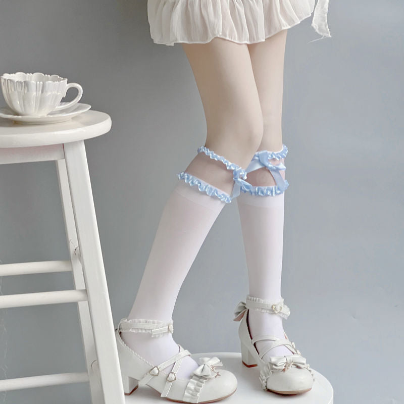 Bow Lace Lolita High Tube Socks