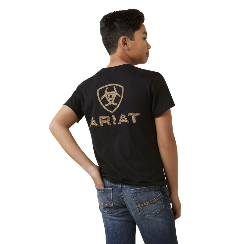 Boy's Ariat Shield Stitch Tee in Black