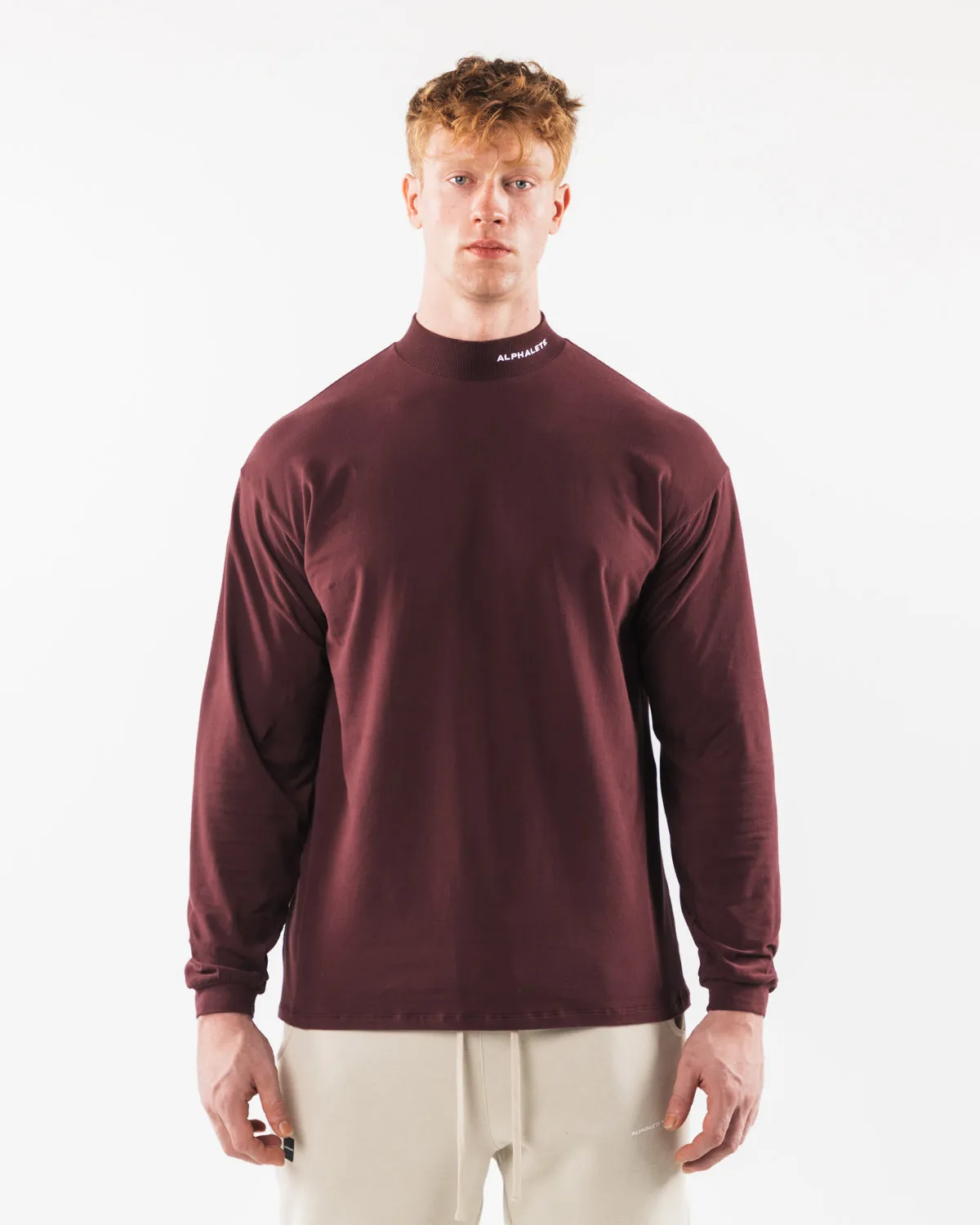 Brushed Core Mock Neck LS - Sangria