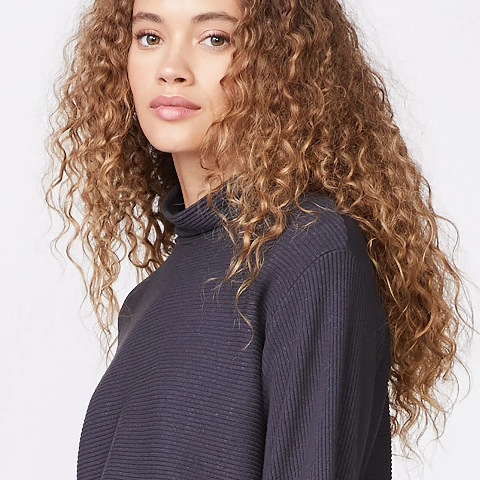 Brushed Rib Mock Neck Top