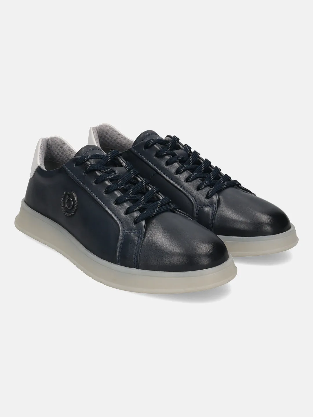 bugatti Dark Blue Premium Leather Sneakers