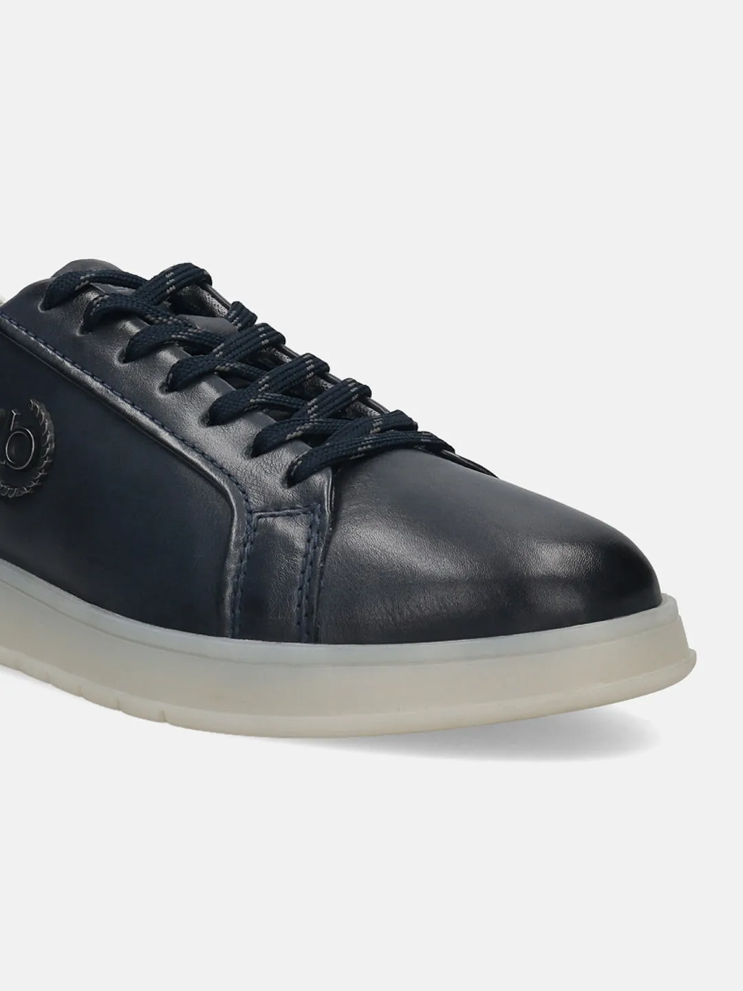 bugatti Dark Blue Premium Leather Sneakers