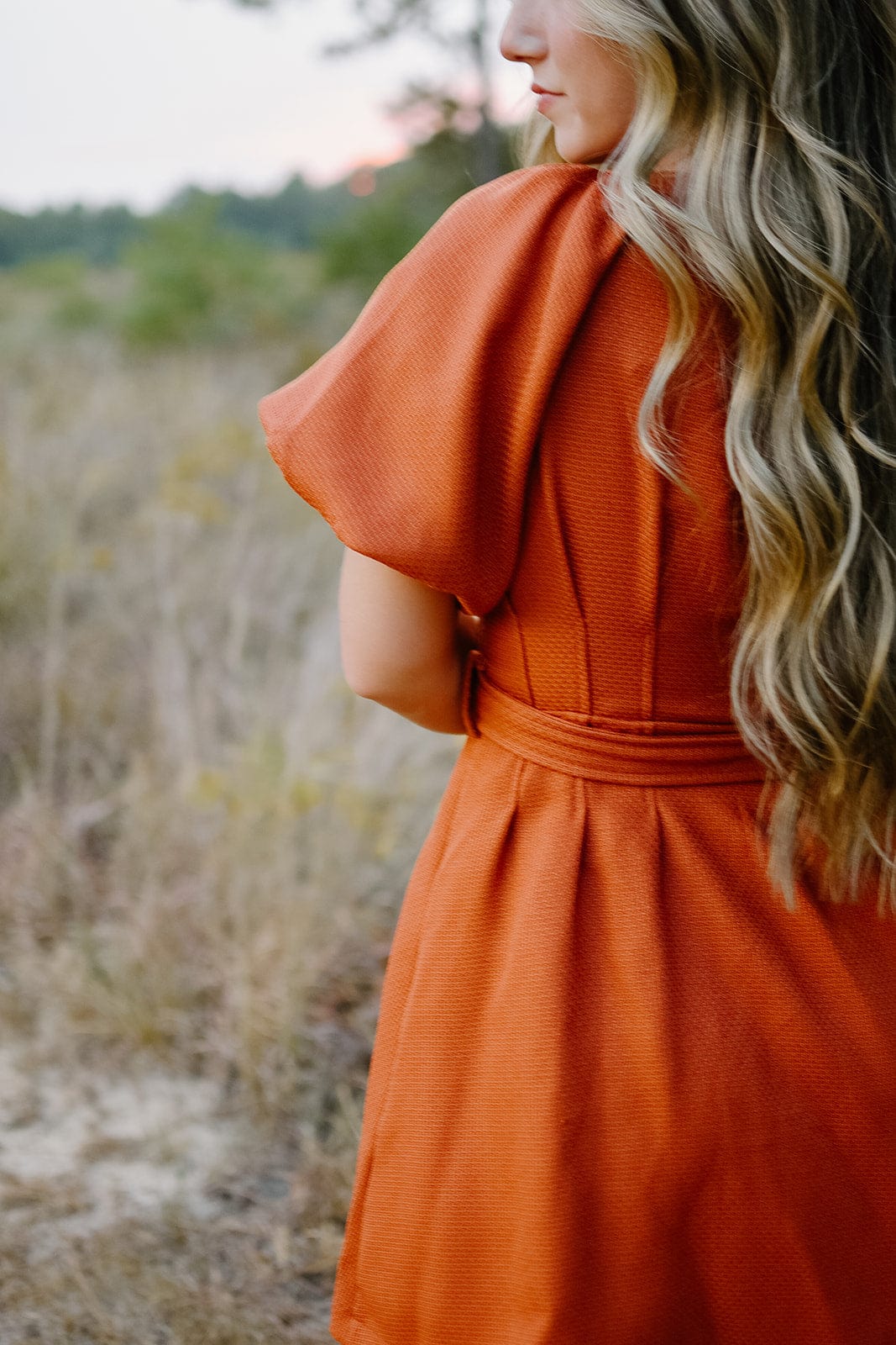 Burnt Orange Button Down Mini Dress