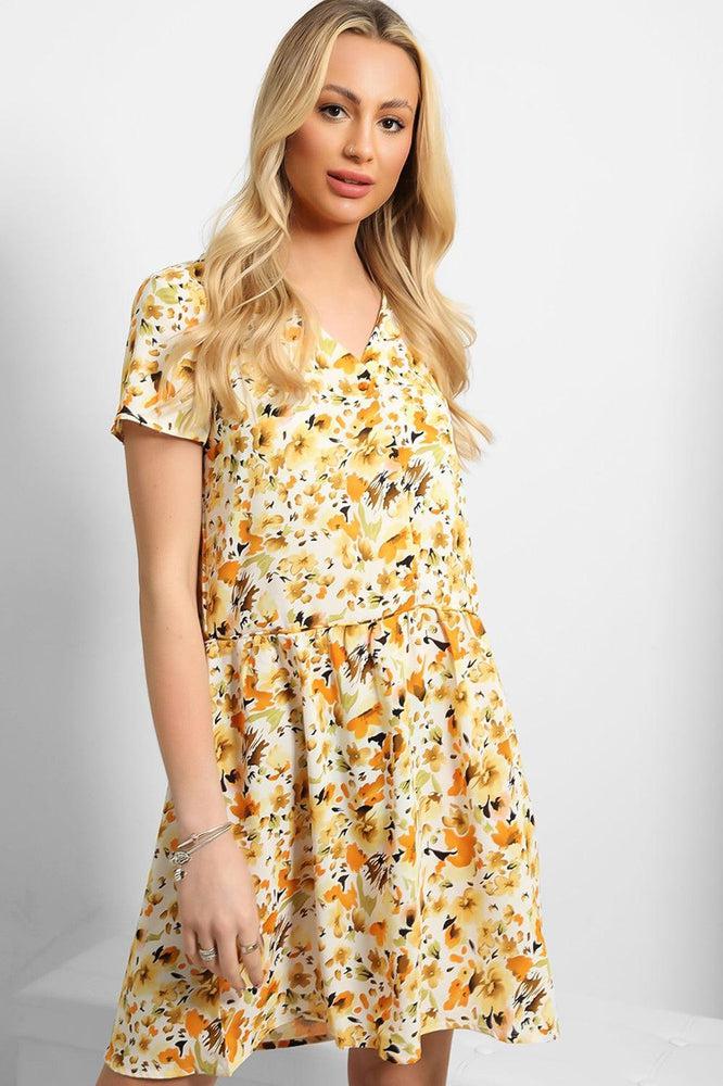 Buttoned Front Floral Print Dress