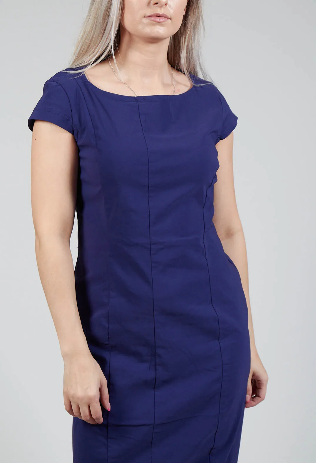 Capped Sleeve Slim Fit Dress in Azur