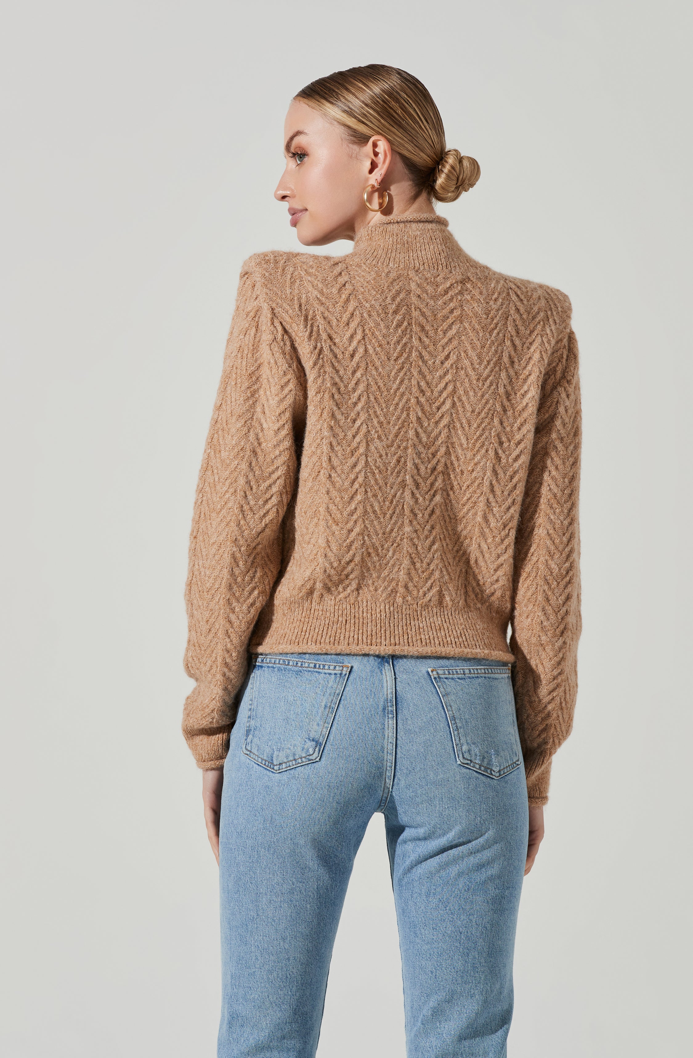 Carlota Cable Knit Mock Neck Sweater