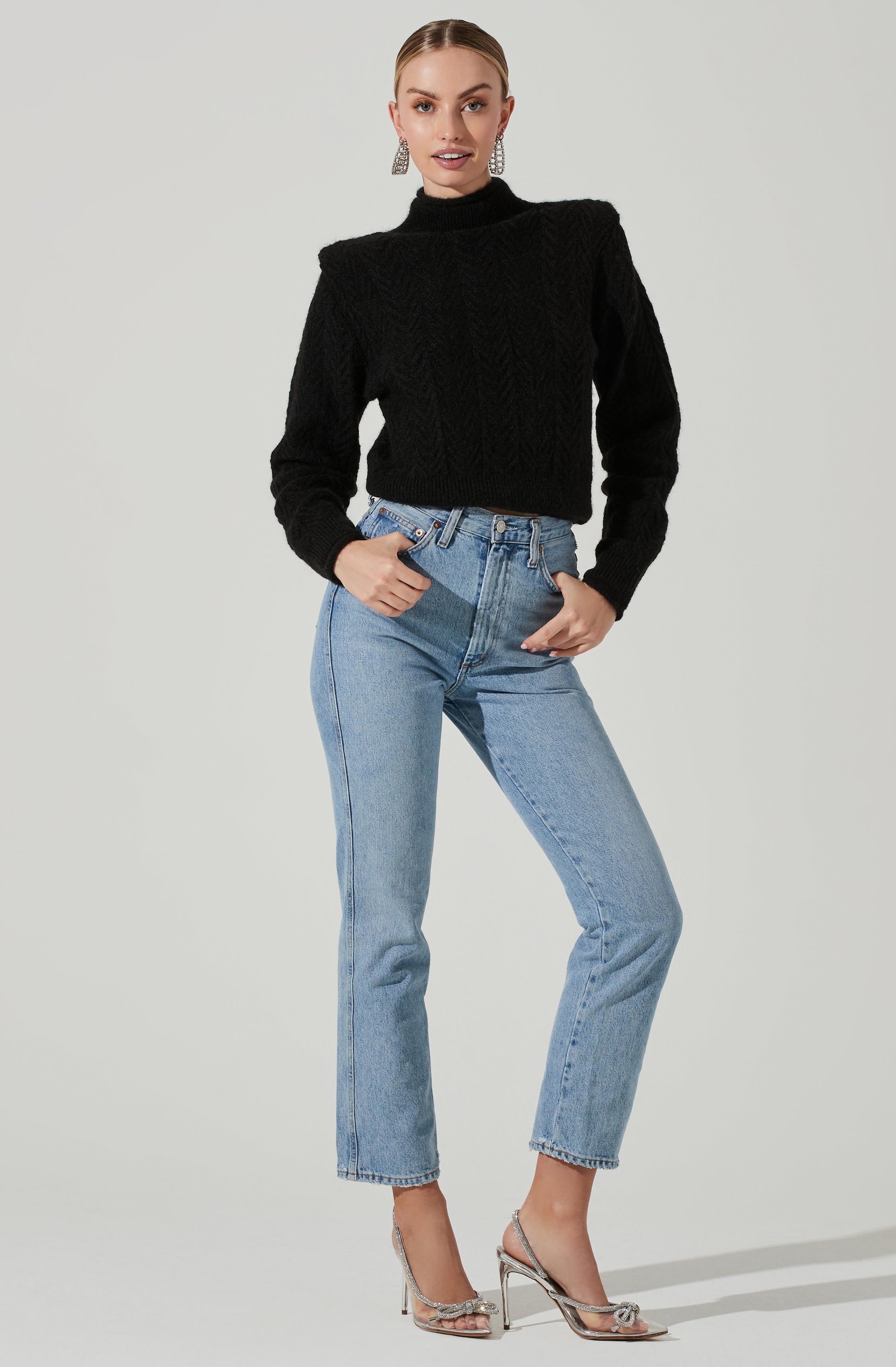 Carlota Cable Knit Mock Neck Sweater