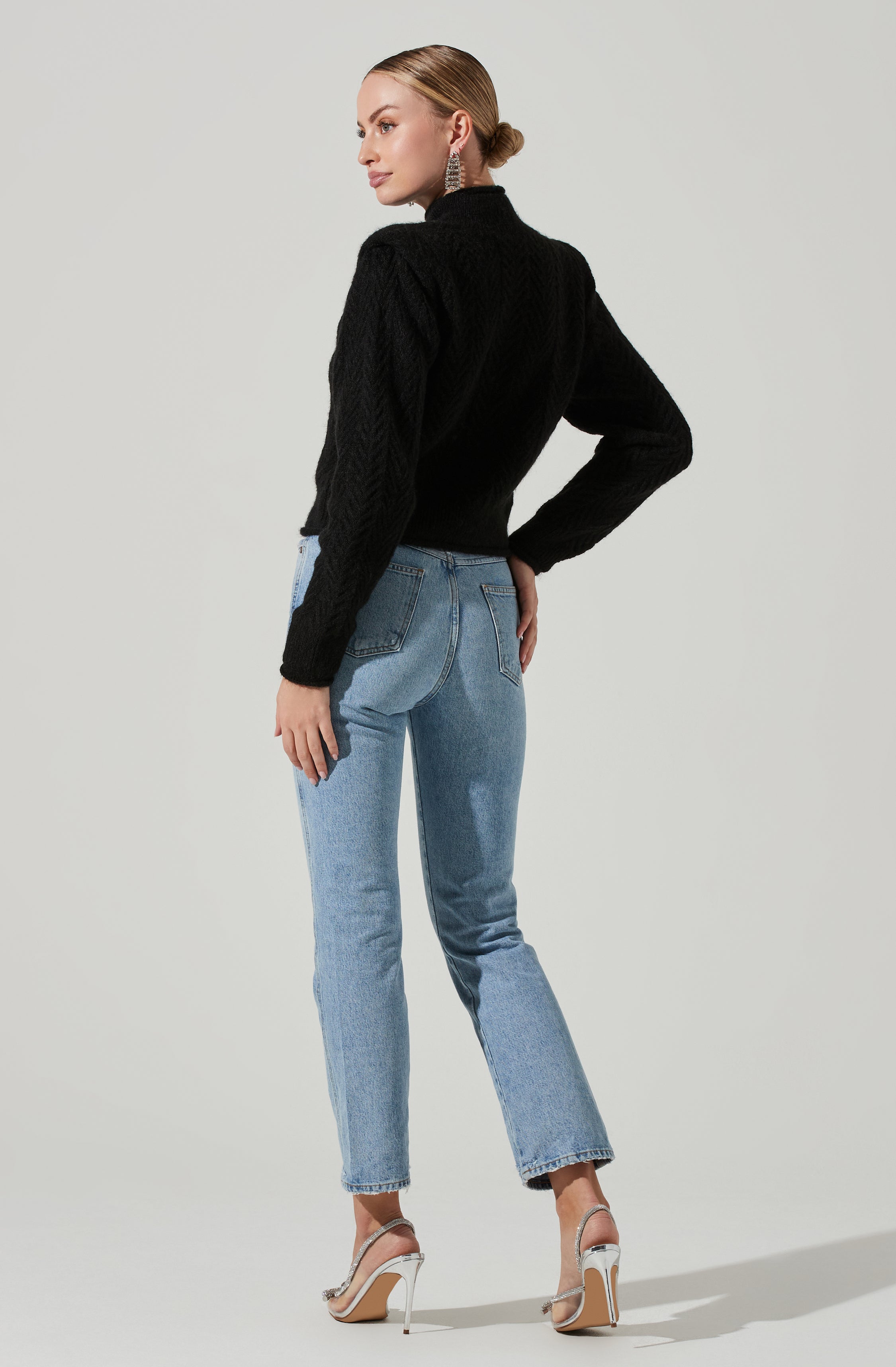 Carlota Cable Knit Mock Neck Sweater