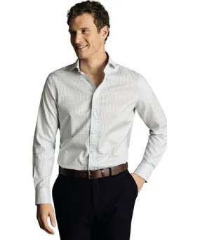 Charles Tyrwhitt Men's Check Non-Iron Twill Cutaway Slim Fit Shirt Single Cuff