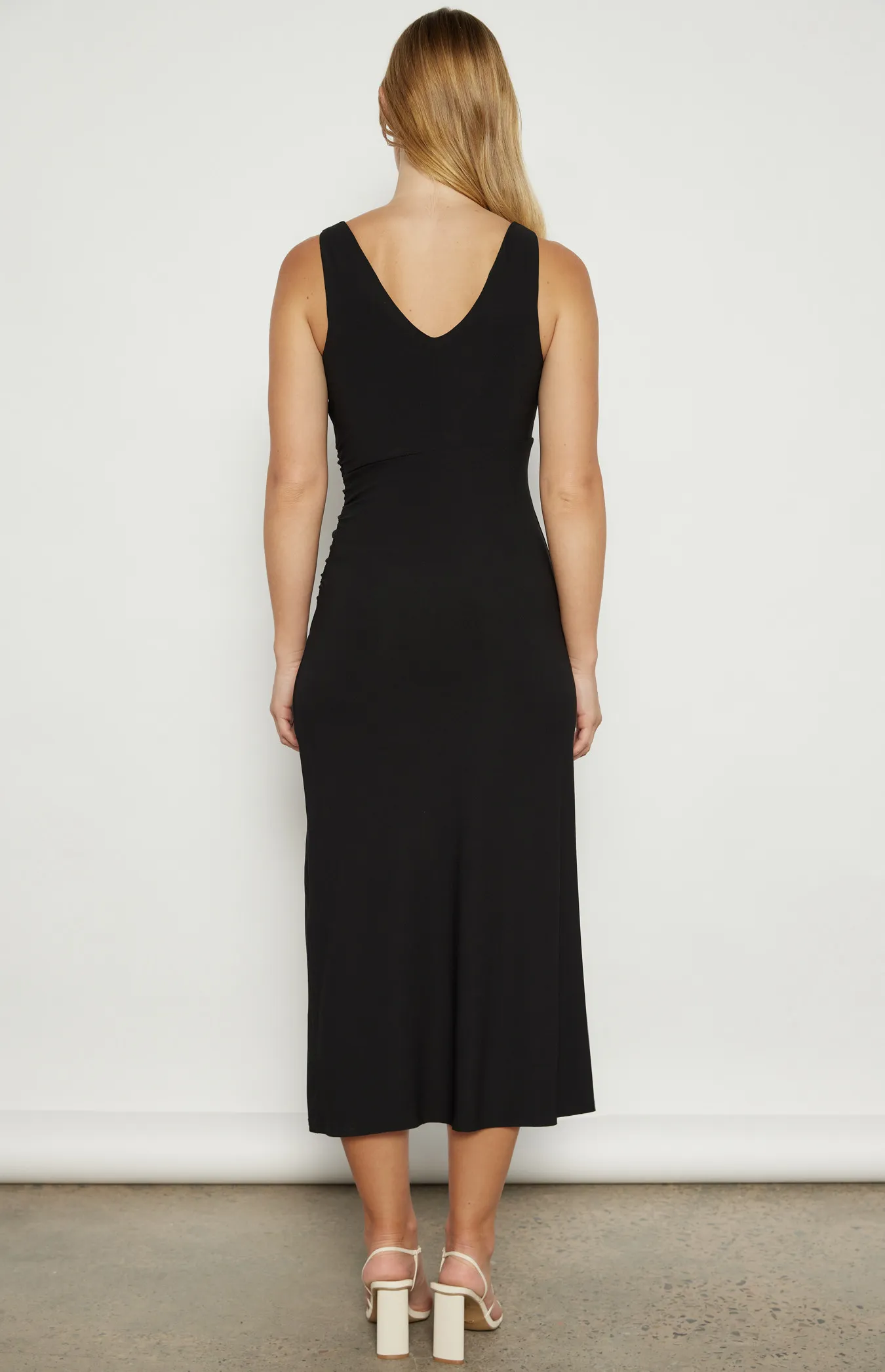 Cowl Neck Stretch Jersey Midi Dress with Split (WDR692A)