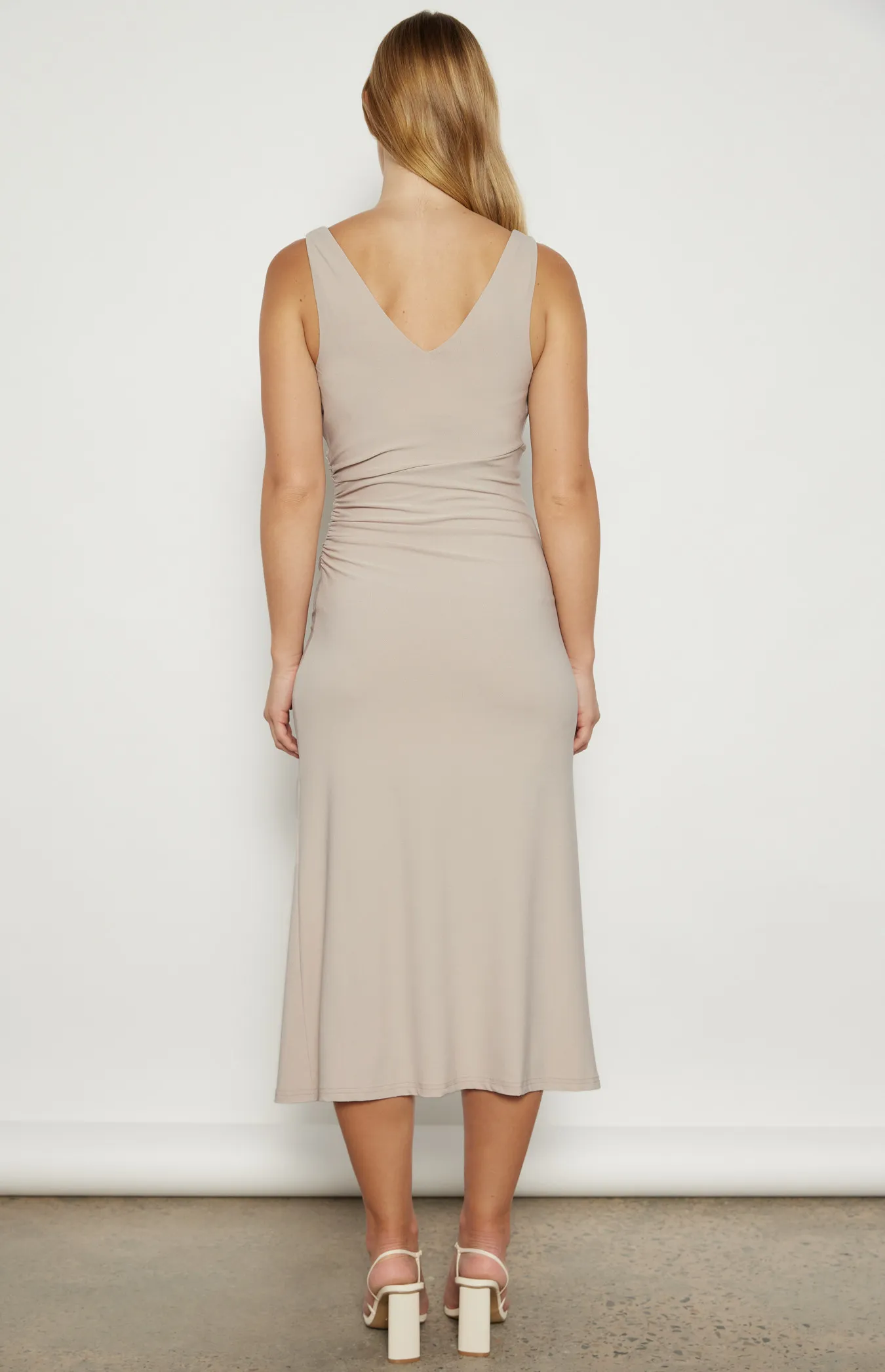 Cowl Neck Stretch Jersey Midi Dress with Split (WDR692A)