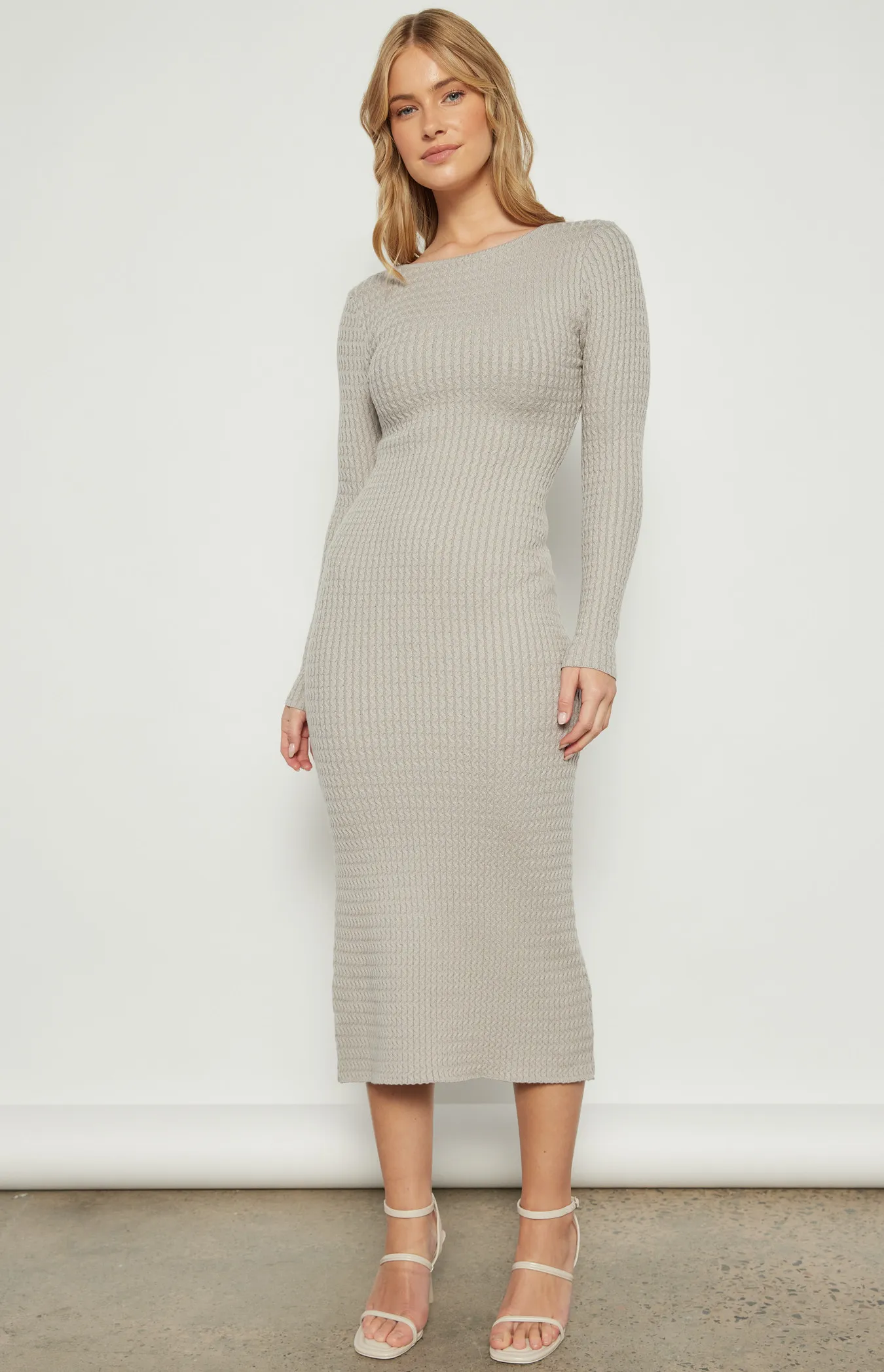 Crimped Textured Knit Midi Dress (WKN633)