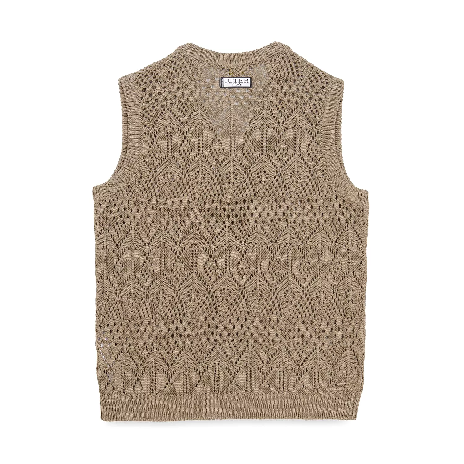 CROCHET SWEATER VEST BROWN