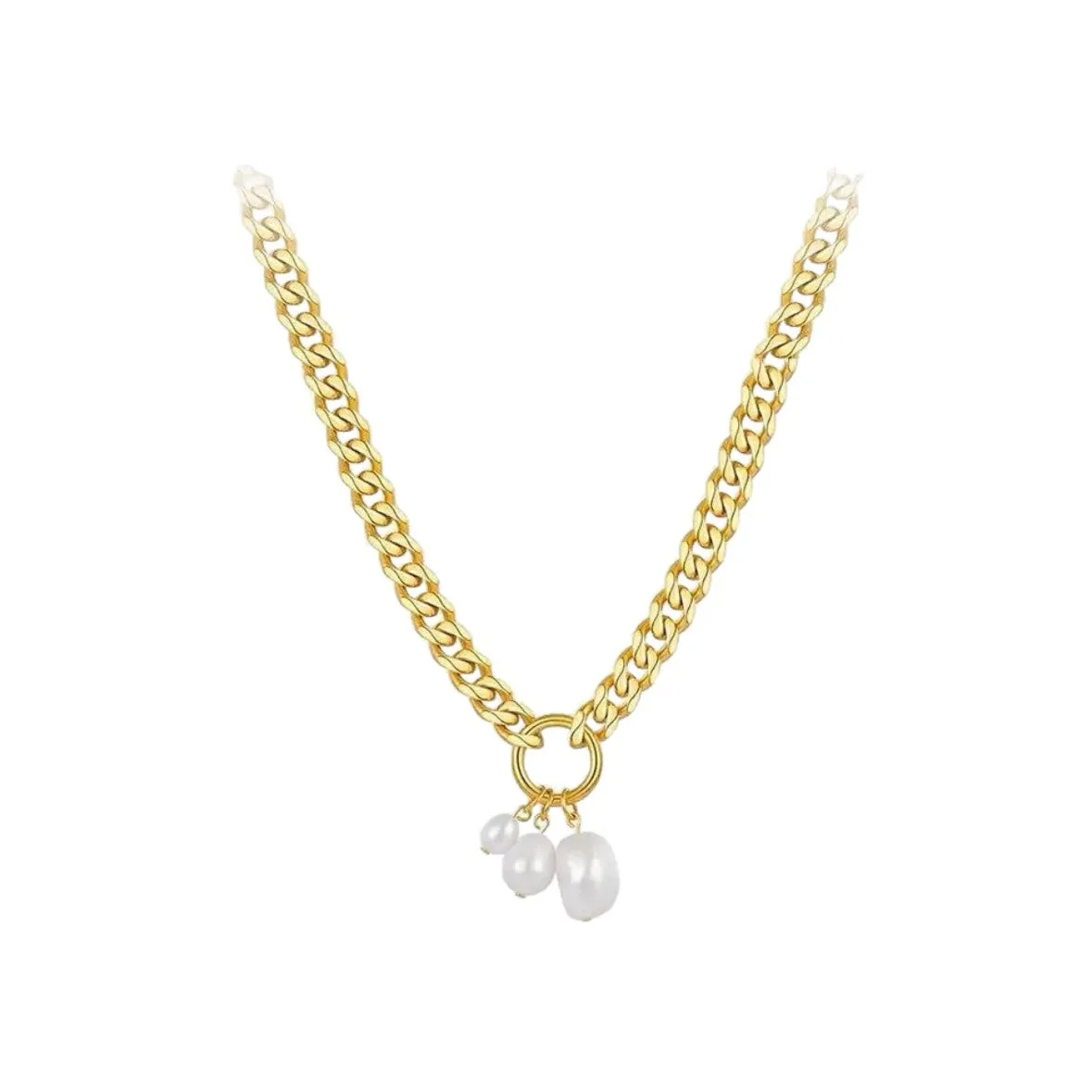 Cuban Link Pearl Toggle Necklace