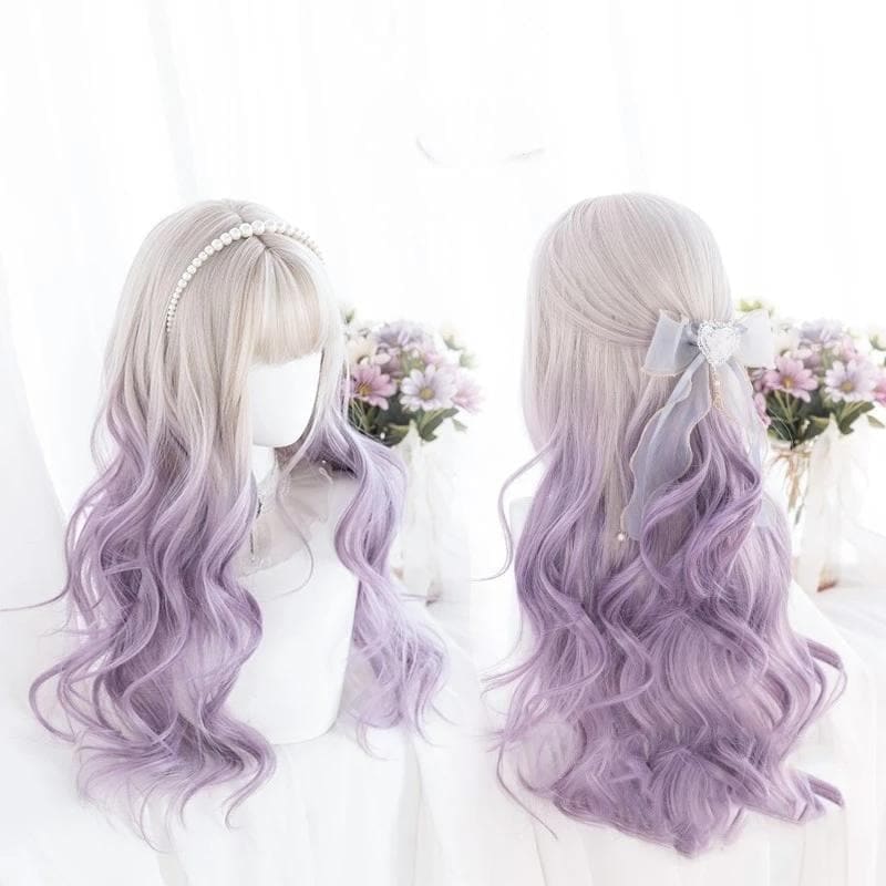 Cute Pastel Silver Light Purple Curly Princess Lolita Wig MK16063