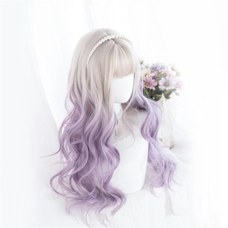 Cute Pastel Silver Light Purple Curly Princess Lolita Wig MK16063