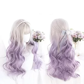 Cute Pastel Silver Light Purple Curly Princess Lolita Wig MK16063