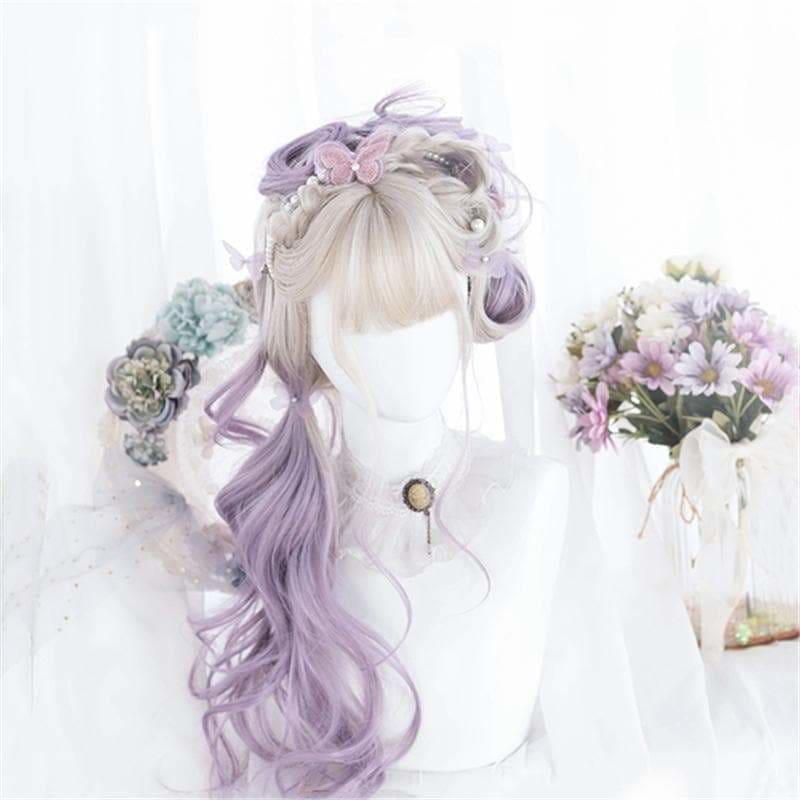 Cute Pastel Silver Light Purple Curly Princess Lolita Wig MK16063