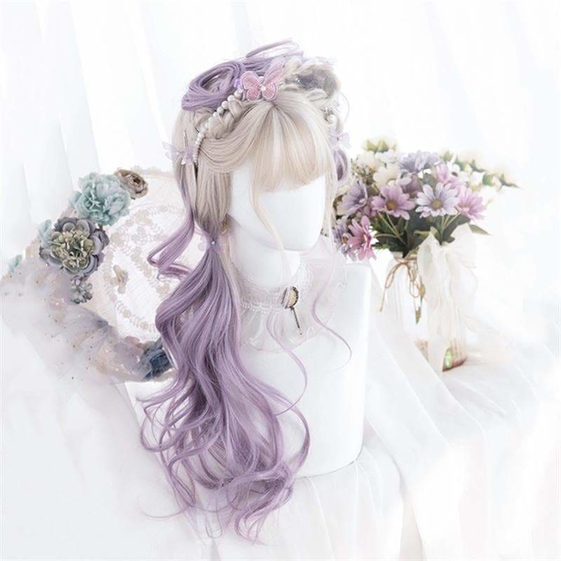 Cute Pastel Silver Light Purple Curly Princess Lolita Wig MK16063