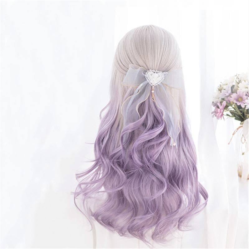 Cute Pastel Silver Light Purple Curly Princess Lolita Wig MK16063