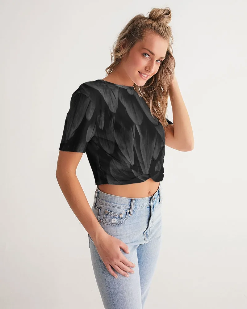 DOLLY SWAN LAKE THE BLACK SWAN Women's Twist-Front Cropped Tee