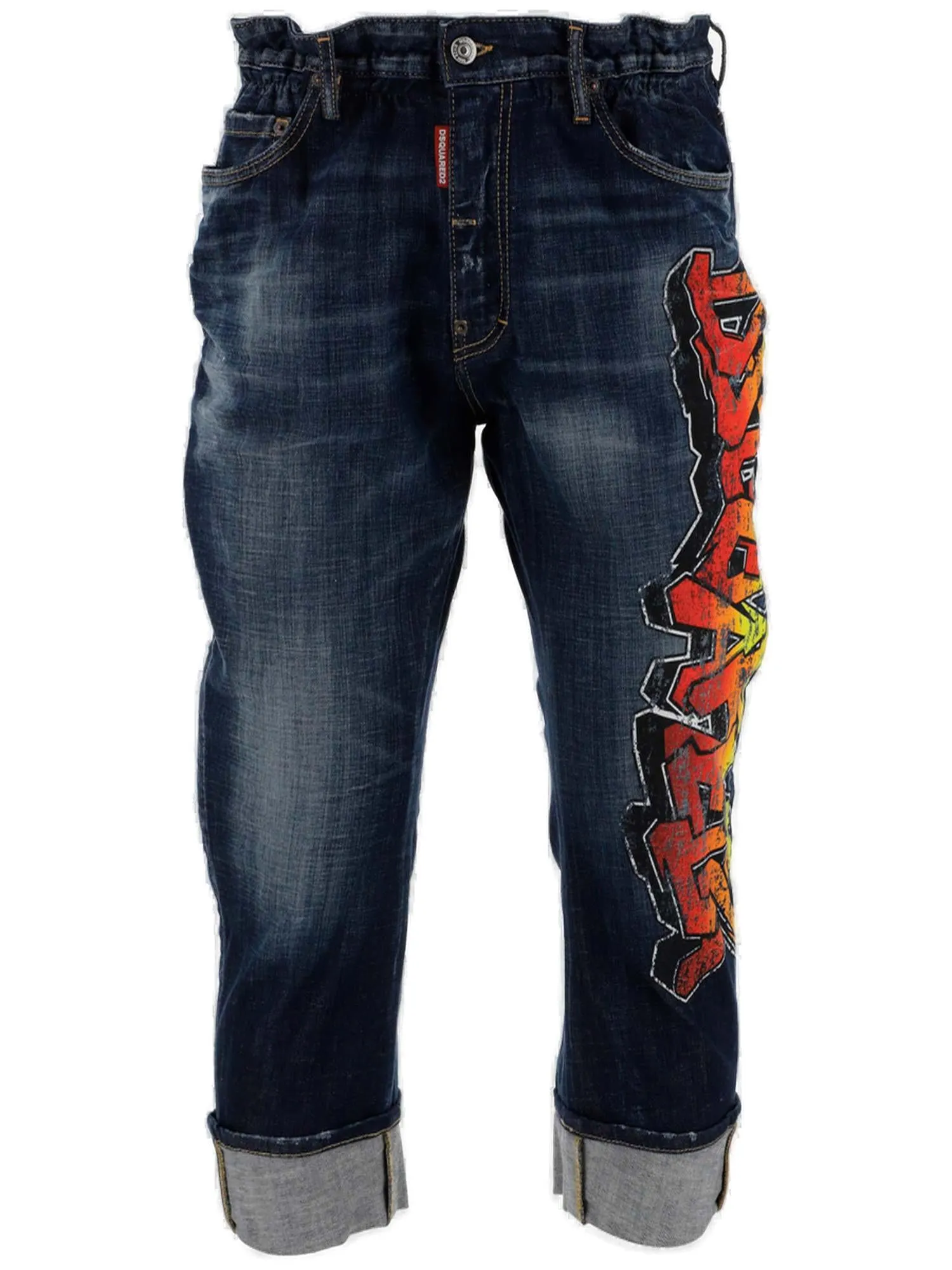 Dsquared2 Graffiti-Printed Mid-Rise Jeans